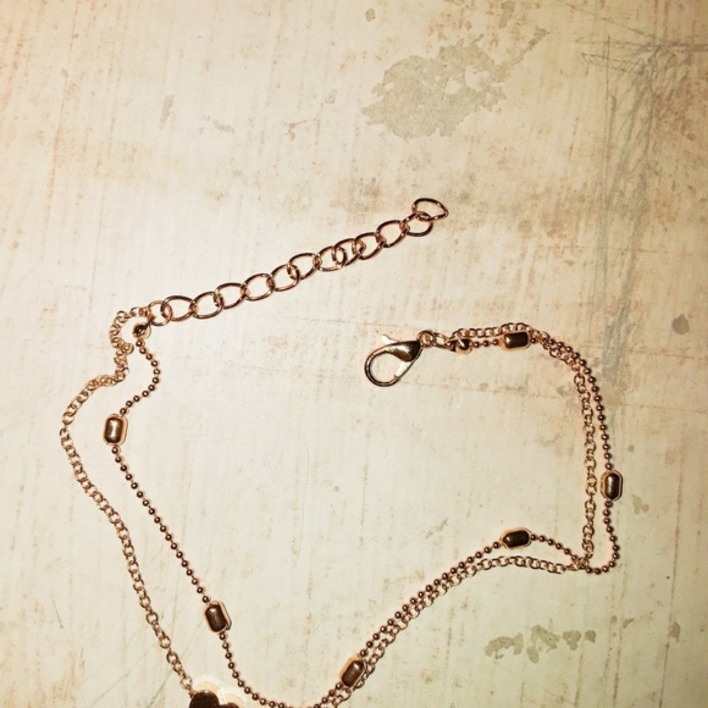 Ball Chain Gold Heart Dainty Layered Anklet - Picture 5 of 5